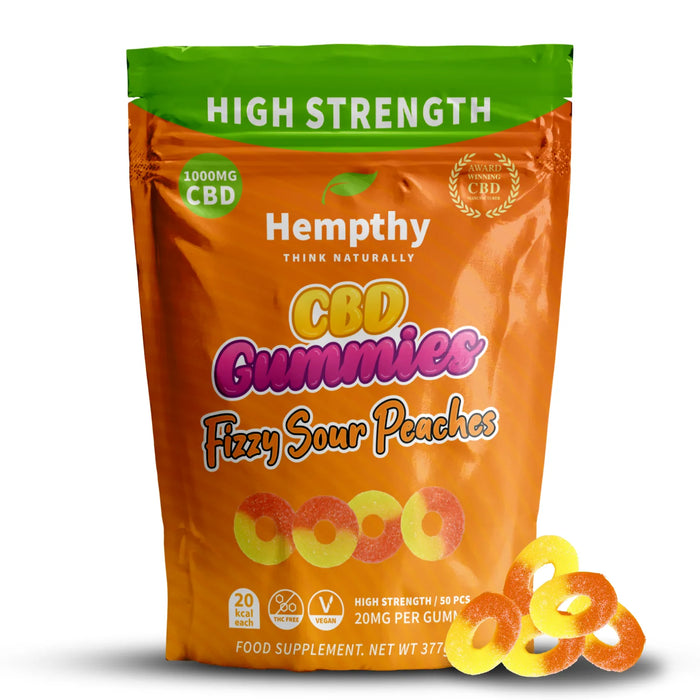 Hempthy CBD Peach Rings - 1000mg / Vegan